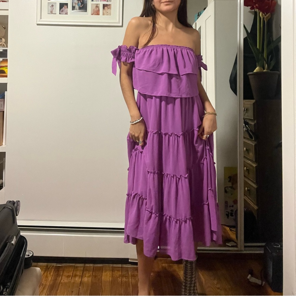 Elegant Purple Off-Shoulder Dress